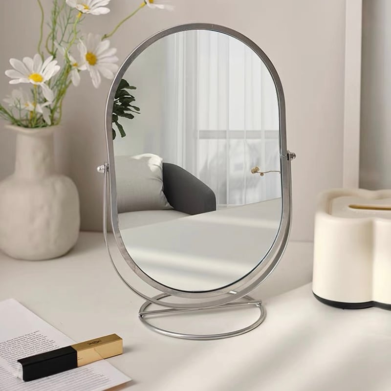 即納】#角度調整可能 オーバル型 卓上 ミラー 全3色 鏡 スタンド | 70PARK