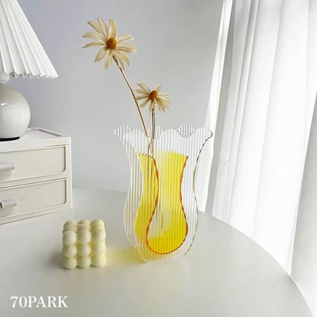 #チューリップ型 アクリル クリア フラワーベース 全4色 花瓶