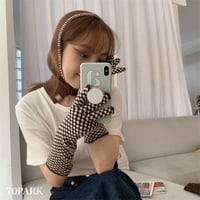 【即納】#スマホ対応 チェッカー柄 ロング グローブ 全3色 手袋