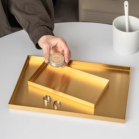 #ゴールド ステンレス 長方形 トレイ 全3サイズ アクセサリートレイ 収納