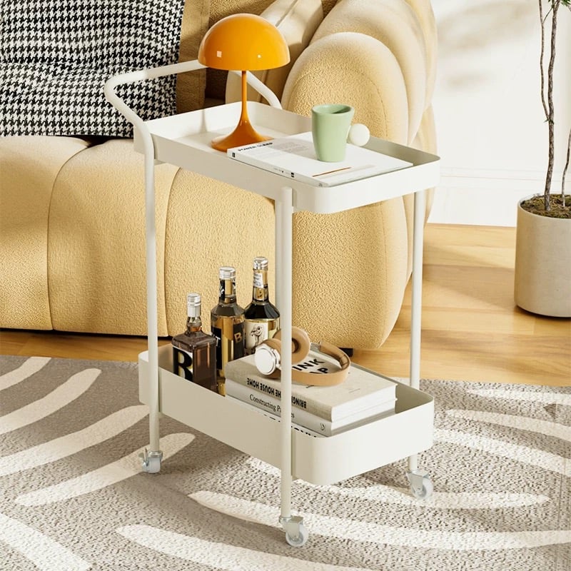 持ち手 キャスター付き アイアン 二段 サイドテーブル 全2色