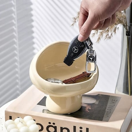 #マッシュルーム型 セラミック 小物置き 全2色 トレイ 収納