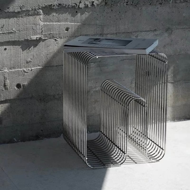 シルバー メタル N型 収納 ラック サイドテーブル マガジン