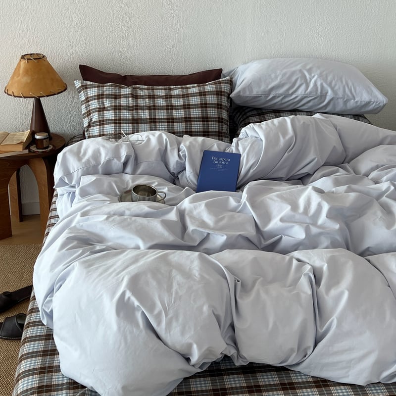 チェック柄 シーツ ブルー コットン 布団カバーセット 全3種 オール