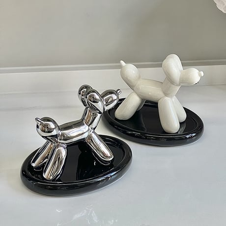 #バルーン ドッグ モチーフ キー トレイ 全2色 犬 鍵 収納 玄関