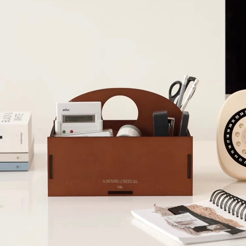 木製収納ボックス 持ち手付き 小物収納 ドゥー 取っ手付き 木製 収納ボックス 卓上 幅25.5