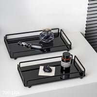 #ブラック アイアン アクリル 長方形 トレイ 全3サイズ 香水収納 コスメ収納 鏡面