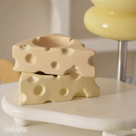 #チーズ モチーフ キャンドルホルダー  全5色 トレイ