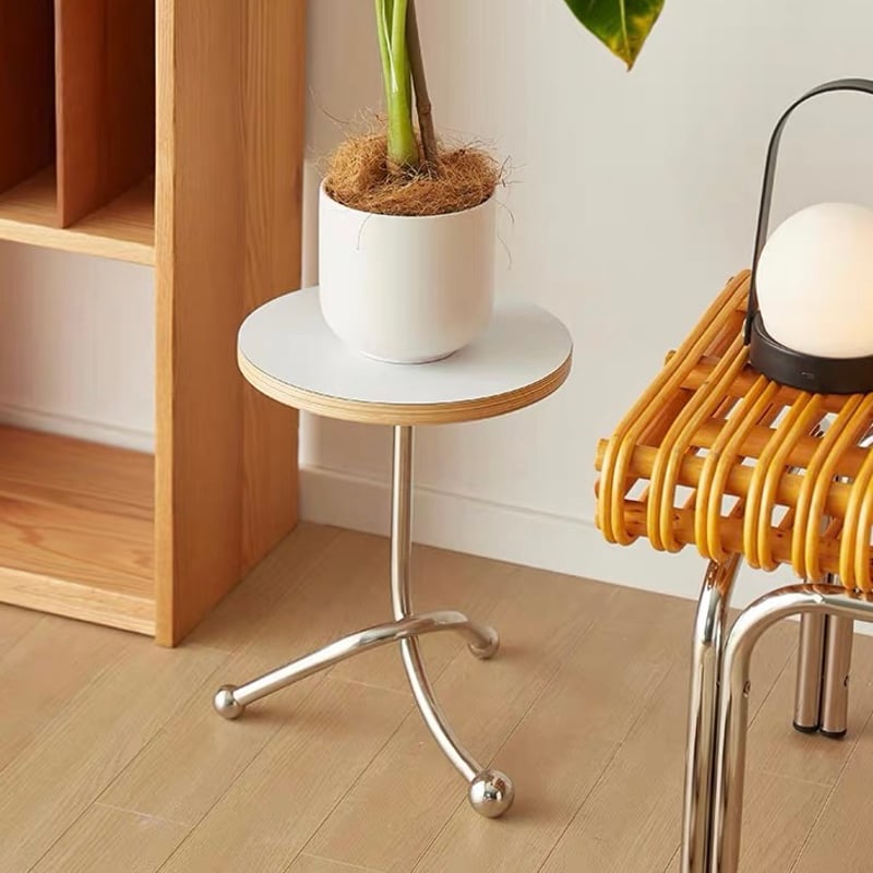 ステンレス ツイスト 脚 ラウンド ミニ サイドテーブル | 70PARK