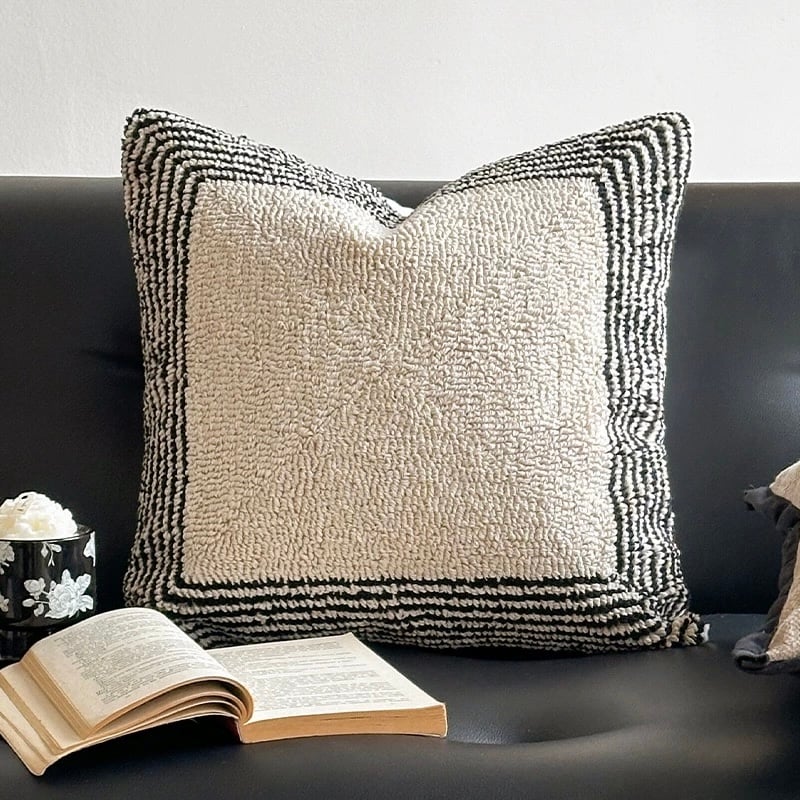 ベージュ ブラック ミックス クッションカバー 全3種 45×45 | 70PARK