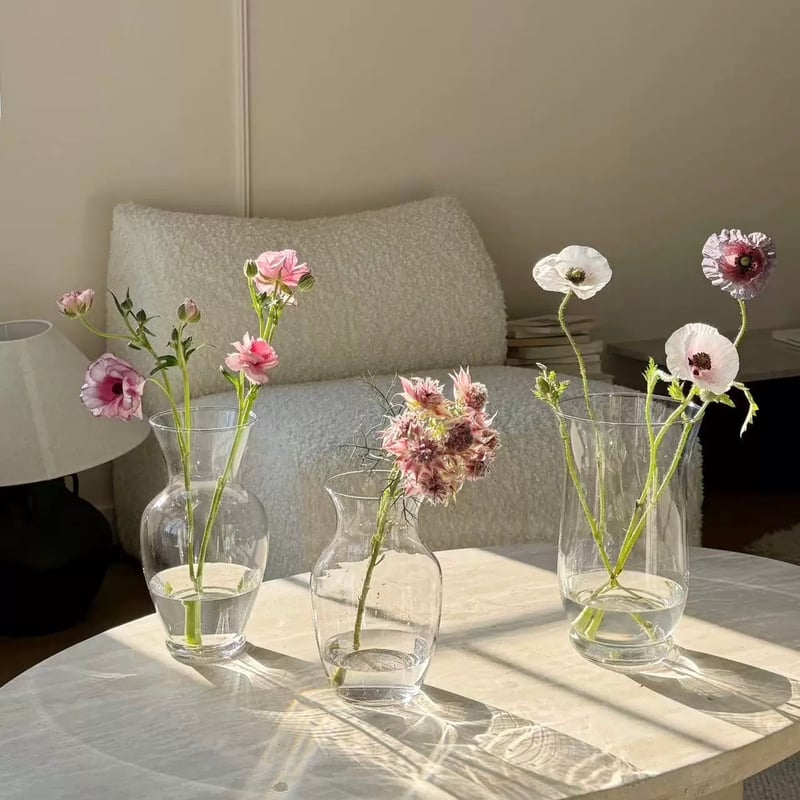 クリア ガラス シンプル フラワーベース 全4種 花瓶 | 70PARK