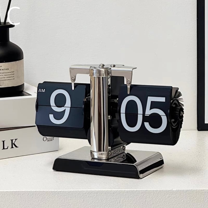 収納トレイ付き フリップ スタンド クロック 全3色 置き時計 卓上時計