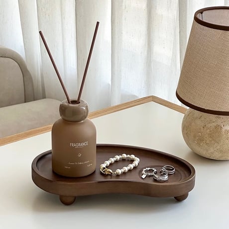 【即納】#アカシア ウッド 脚付き カーブ トレイ 小物入れ アクセサリートレイ ウエーブ