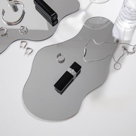 #2点セット うねうね ウエーブ アクリル ミラー トレイ