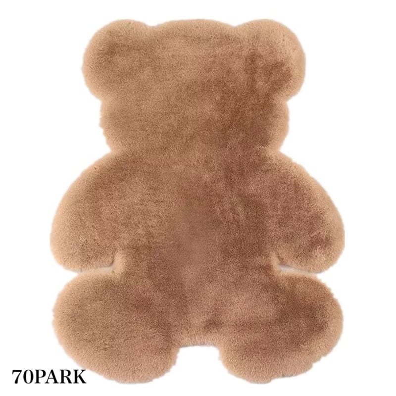 クマの毛皮ラグ ブラウン グリーン縁取り ラグ カーペット 2畳 厚手 北欧 洗える 洗えるラグ おしゃれ