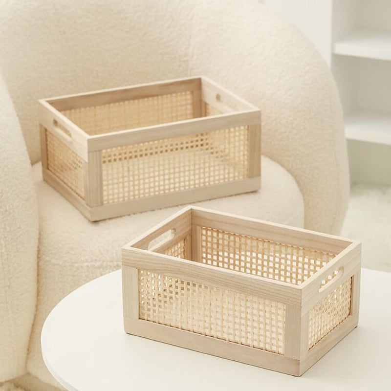 木製バスケット(大小2個セット) 木製バスケット(大小2個セット)