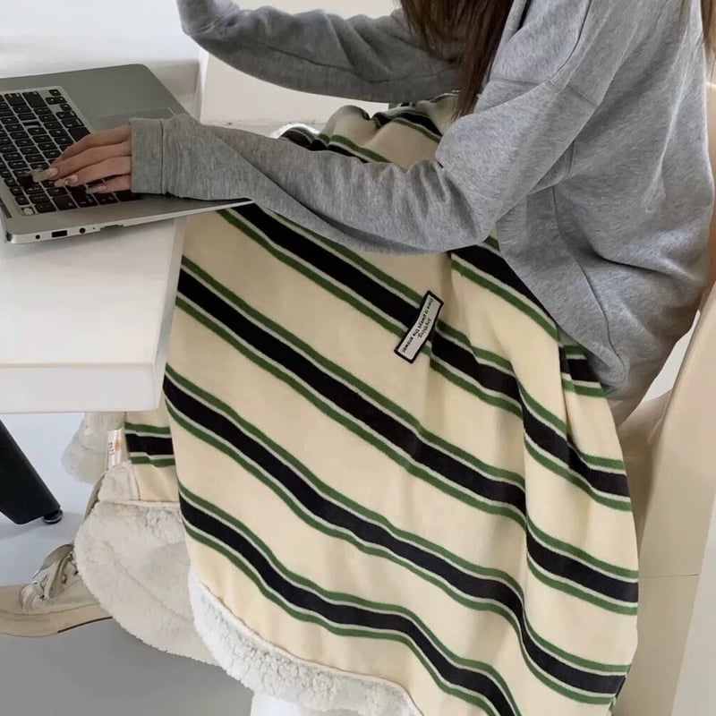 ワイド ストライプ柄 ブランケット 全4色 100×150 毛布 | 70PARK