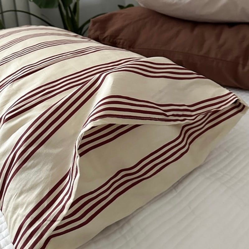 ブラウン ストライプ 布団カバーセット 全2種 ベッドカバー | 70PARK
