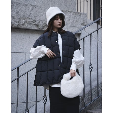 【即納】#サイドスリット 中綿 パフ ポンチョ 全2色 ジャケット