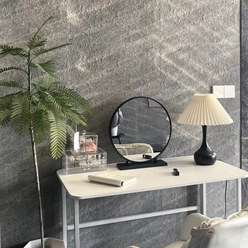 卓上 アイアン ラウンドミラー ブラック 直径40cm 鏡 | 70PARK