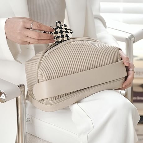 #大容量 二層 コスメ 収納 ポーチ トラベルポーチ