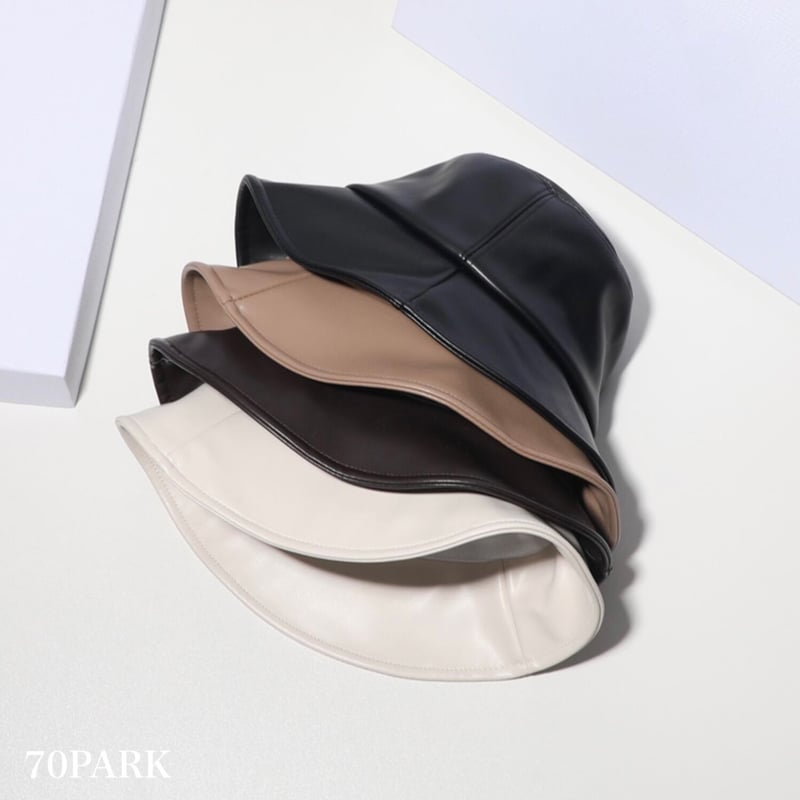 即納】#フェイクレザー バケットハット 全4色 帽子 | 70PARK