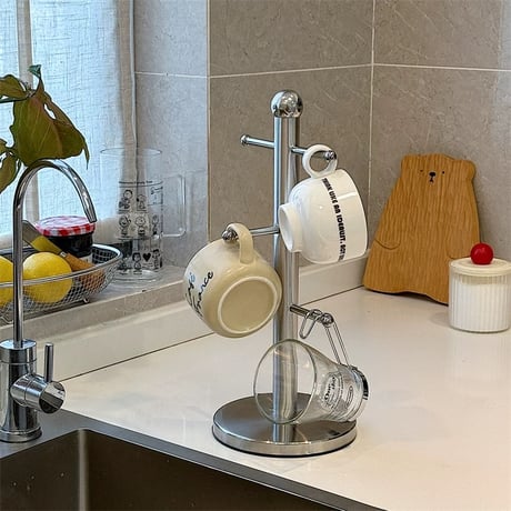 【即納】#ステンレス シルバー カップ スタンド ラック 収納 マグカップツリー