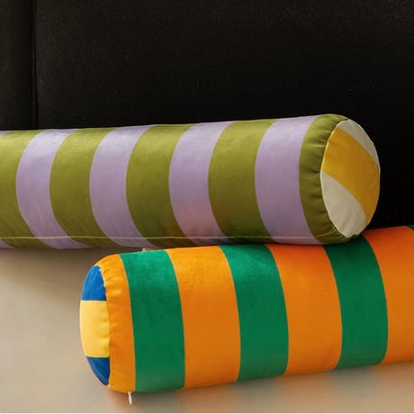 #マルチカラー ストライプ ロング クッション 全4色 60cm