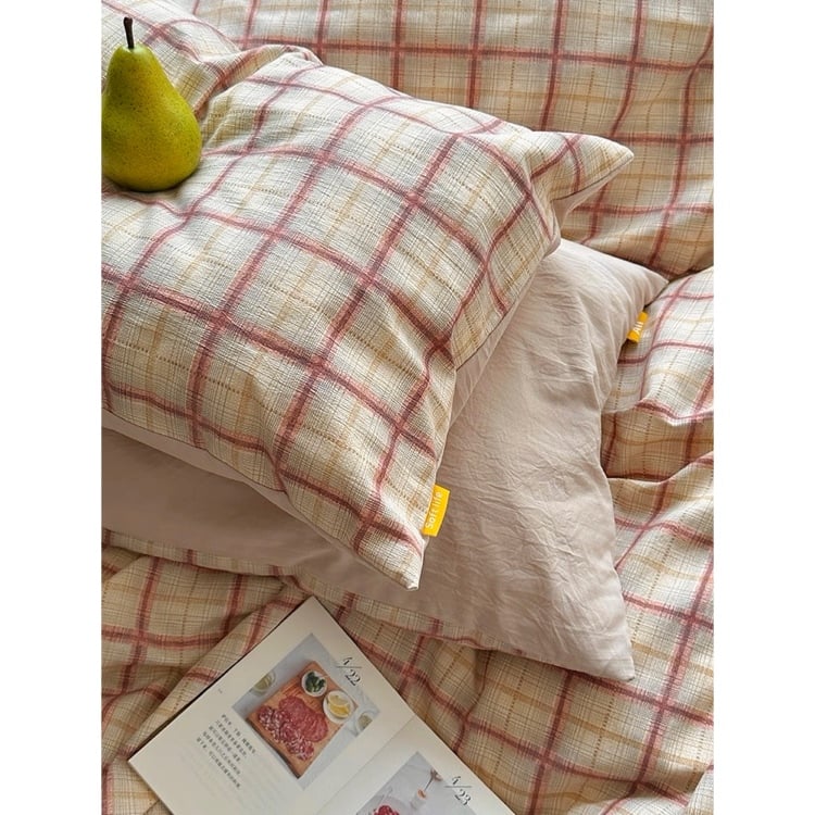 オレンジ ミックス チェック柄 布団カバーセット 全2サイズ オール