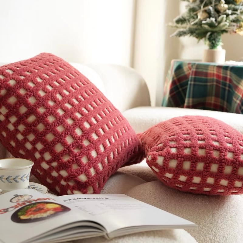 レッド グリッド チェック クッションカバー 45×45 | 70PARK