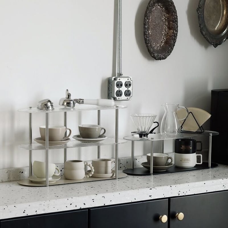 オーバル アクリル 3段 ディスプレイ ラック 全2色 収納 | 70PARK