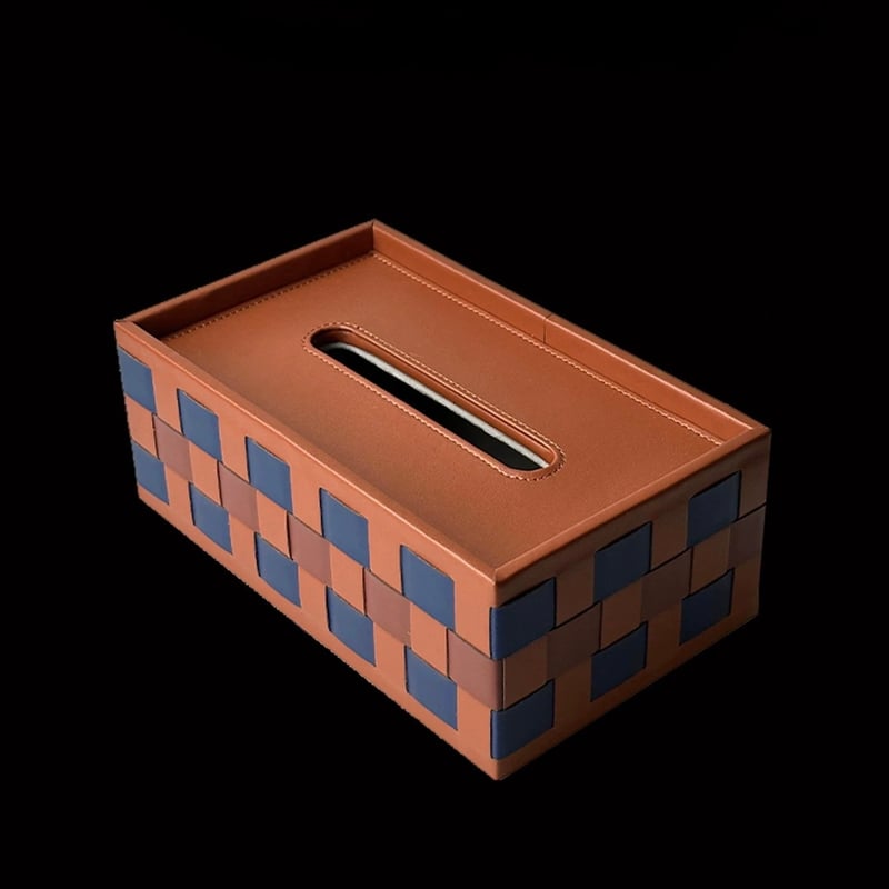ボックス型 編み込み フェイクレザー ティッシュケース | 70PARK