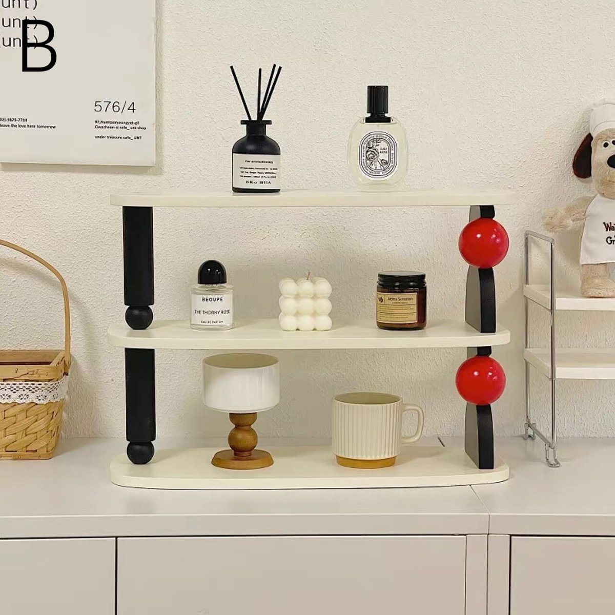 PEZ ディスプレイ棚 (レッド) レッド ボール 三段 収納 ディスプレイ