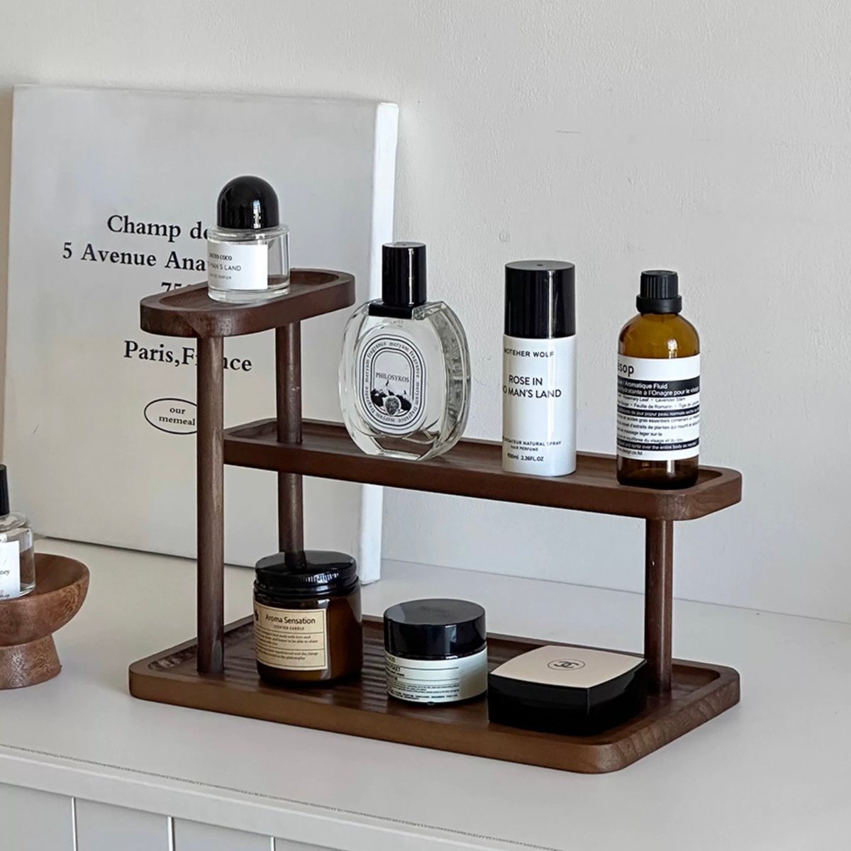 ウッド 多段 収納 ディスプレイ ラック 香水収納 コスメ収納 | 70PARK