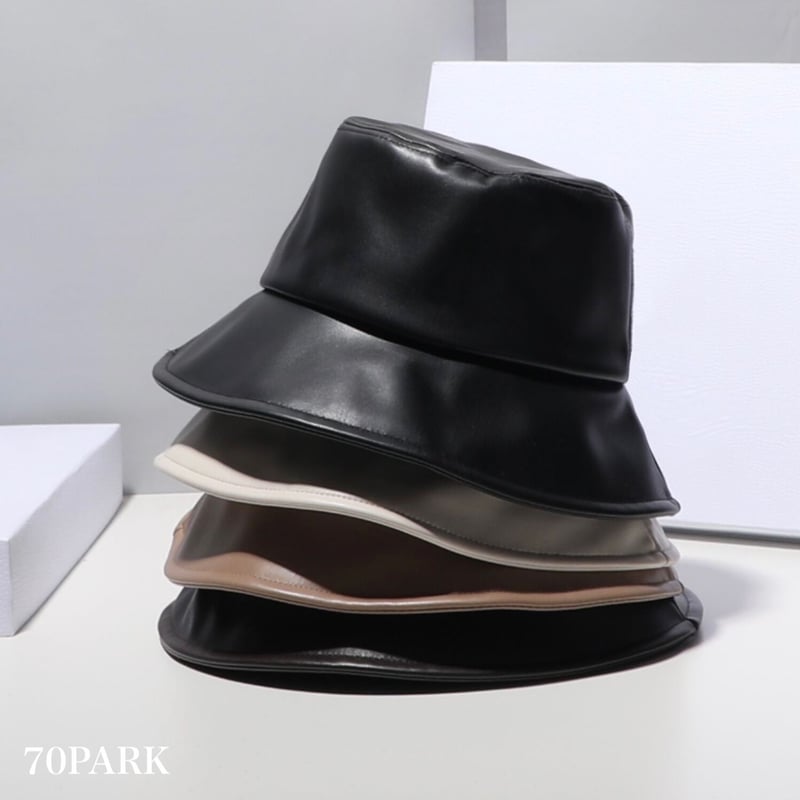 即納】#フェイクレザー バケットハット 全4色 帽子 | 70PARK