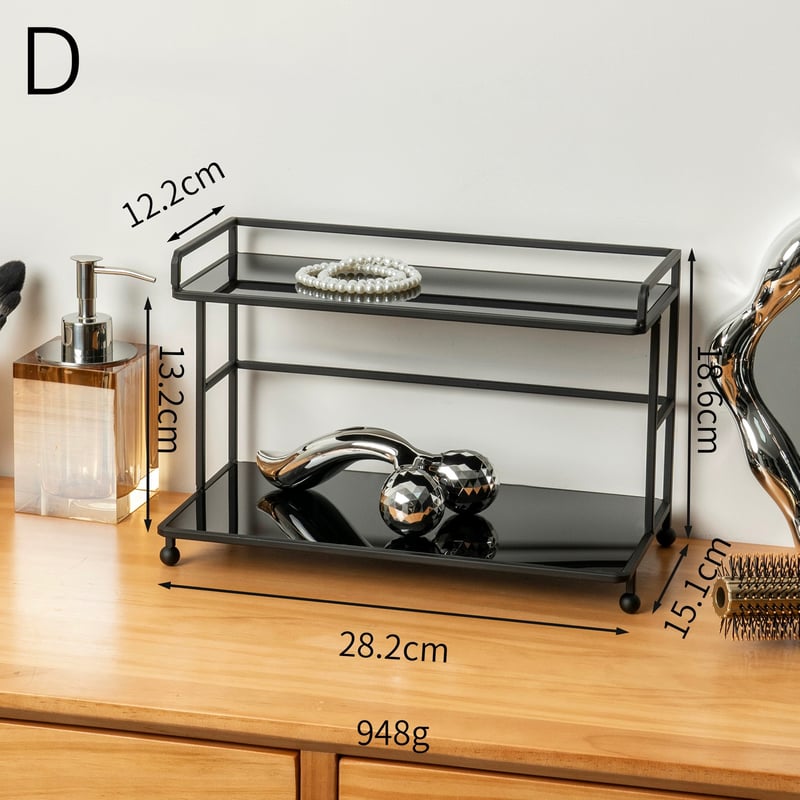 ブラック アイアン フレーム アクリル 二段 収納 ラック 全2色 2サイズ