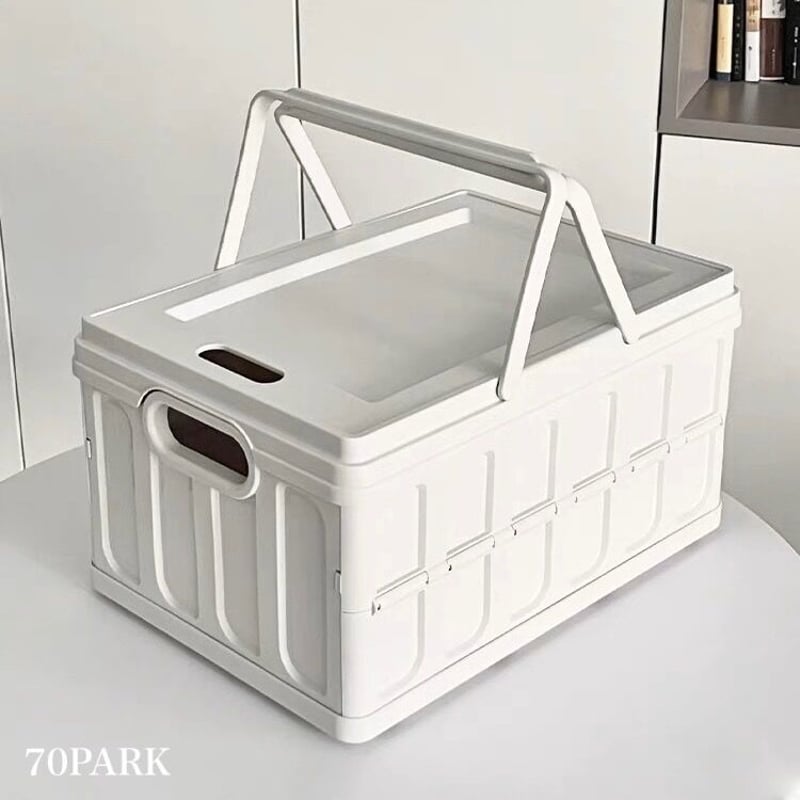 持ち手付き 折りたたみ 収納 コンテナ ホワイト | 70PARK