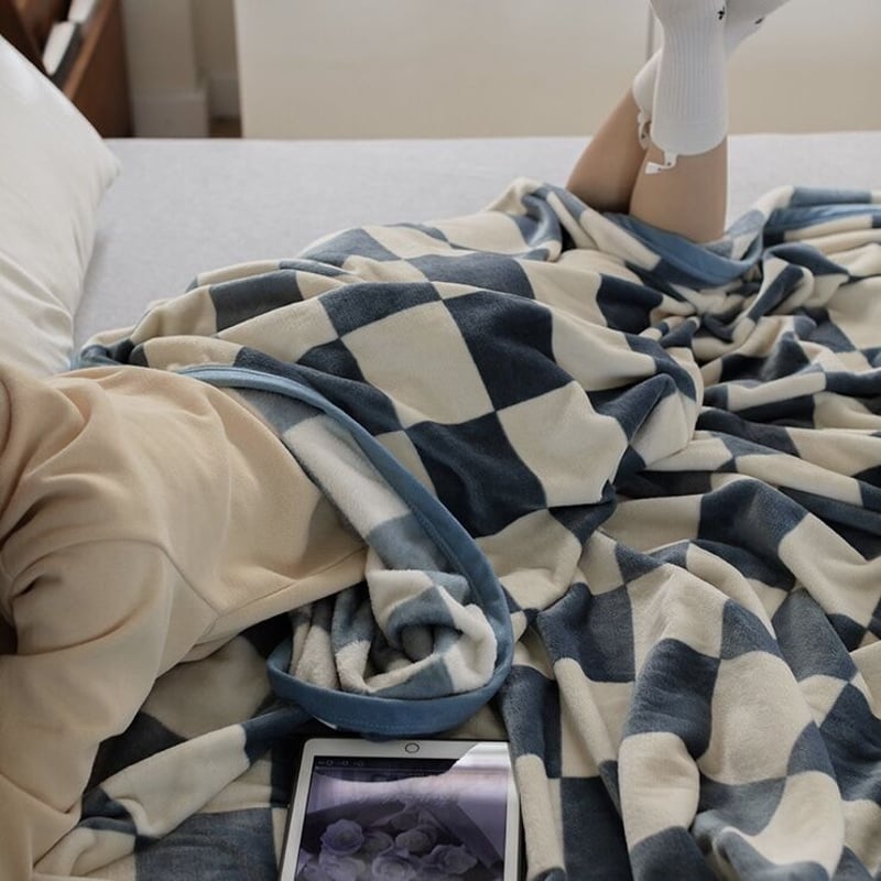 チェッカー ブランケット 全5色 膝掛け 毛布 100×150 | 70PARK