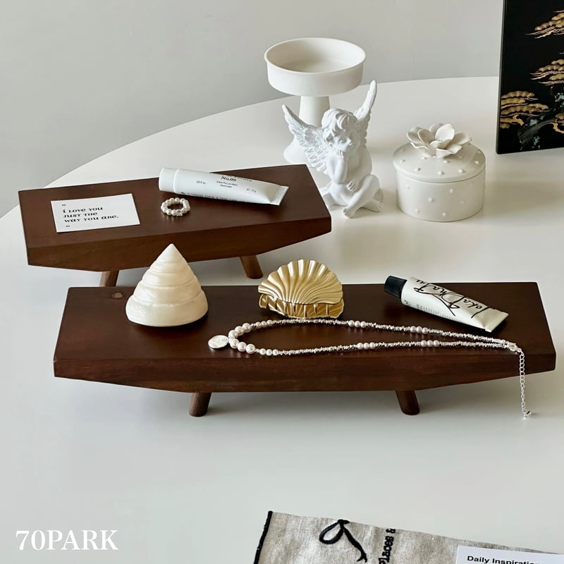 脚付き アカシア ウッド ロング プレート トレイ 全2サイズ | 70PARK