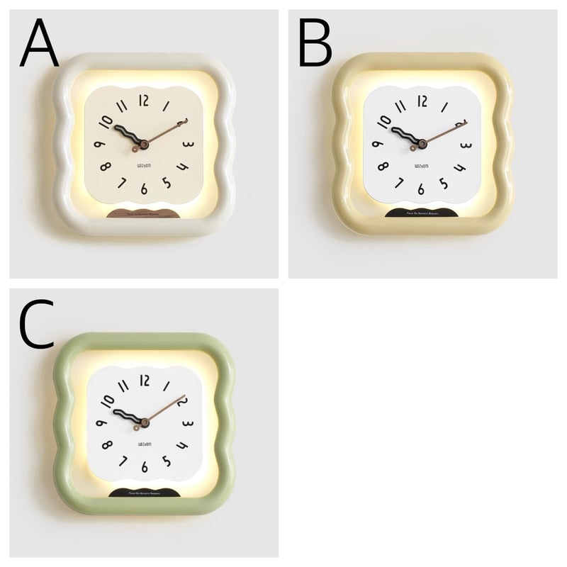 LEDライト付き ウエーブ クリア クロック 全3色 掛け時計 | 70PARK