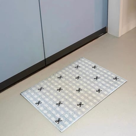 #リボン チェック柄 玄関 マット 全3色 50×80 泥落とし