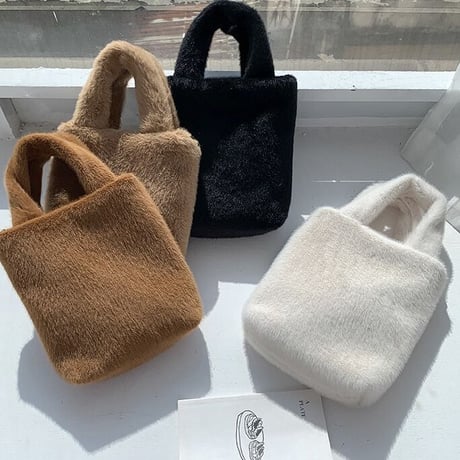 【即納】#2way フェイクファー ハンドバッグ 全4色 ショルダー