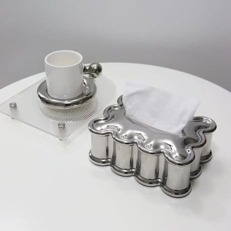 #セラミック ウエーブ デザイン ティッシュケース 全2色