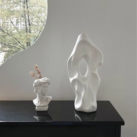 #凸凹 ユニーク アート セラミック フラワーベース 花瓶 全2色