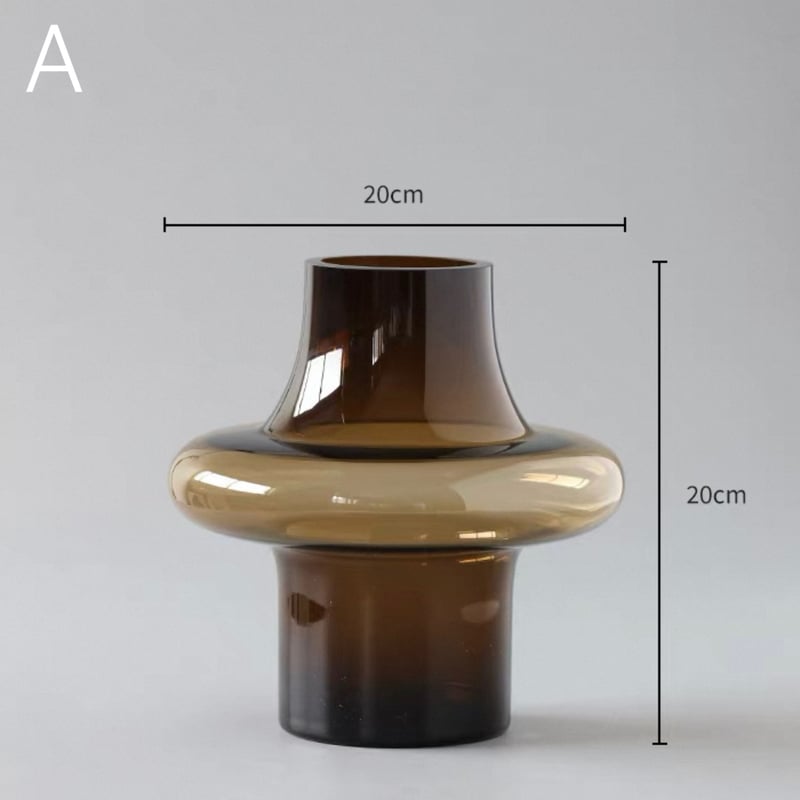 ブラウンカラー クリア ガラス フラワーベース 全2サイズ 花瓶 | 70PARK