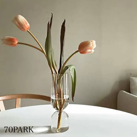 【即納】#ストライプ クリア ガラス フラワーベース 花瓶