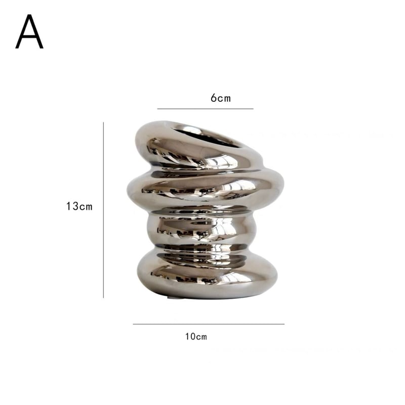 シルバーカラー セラミック フラワーベース 全2種 花瓶 | 70PARK