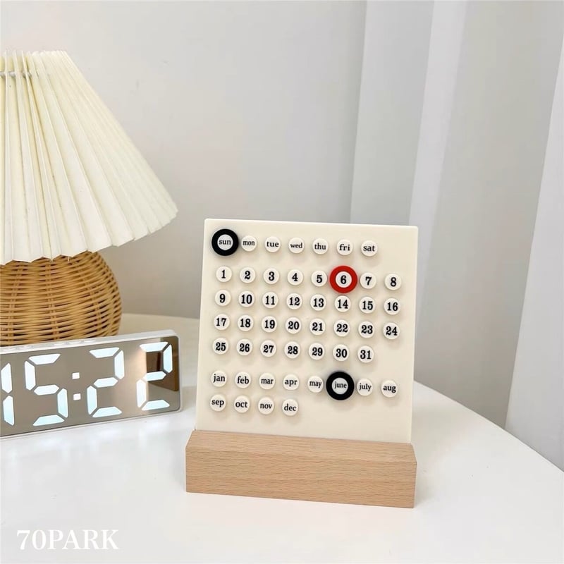【美品】ヴィンテージ　コンパクト万年カレンダー ウッド スタンド 卓上 ミニ ボード 万年 カレンダー | 70PARK