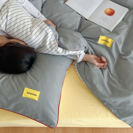 #グレー 両面 ストライプ コットン 布団カバーセット 全2種 ベッドカバー オールシーズン 通年