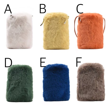 【即納】#カラー フェイクファー スマホ ショルダー バッグ 全6色